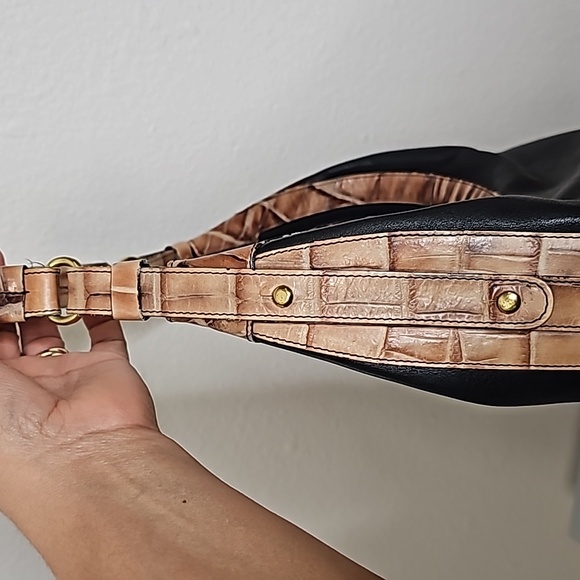 Brahmin Small Shoulder Purse/ Bag Black and Tan - Picture 6 of 16